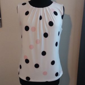 Calvin Klein Polka Dot Sleeveless Blouse white size S